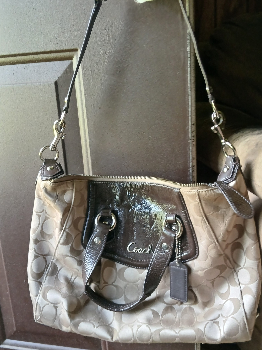 Coach Signature Canvas Tote in Beige and Brown